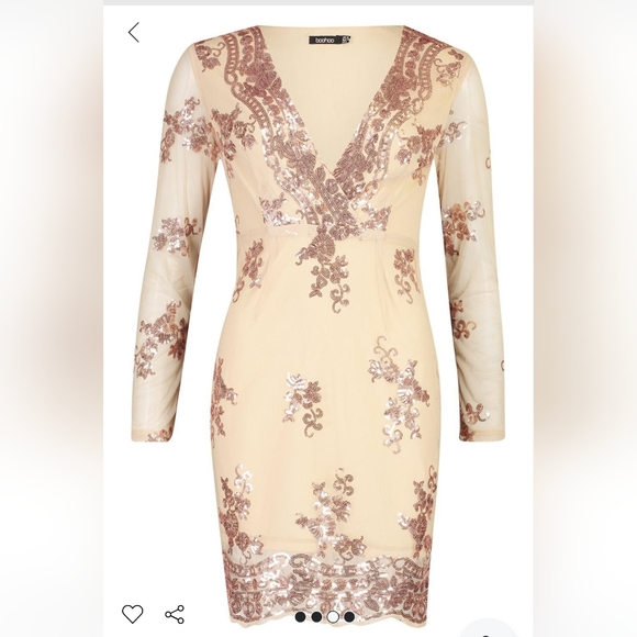 Gold sequinned dress, great for going out with the girls to wedding reception at - Picture 2 of 4